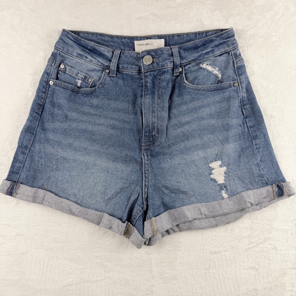 Banjara Denim Shorts Distressed Cuffed Medium Wash Size 9/28